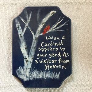 HAnd Painted Cardinal Plaque approx 5x7